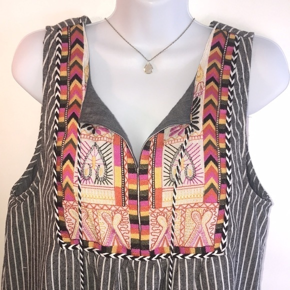 Entro Embroidered Striped Sleeveless Dress - Picture 3 of 12